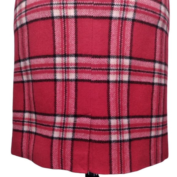 Vintage Chadiwicks Plaid Tartan Check Red Wool 80s 90s Y2K Mini Pencil Skirt 2P - Picture 9 of 10